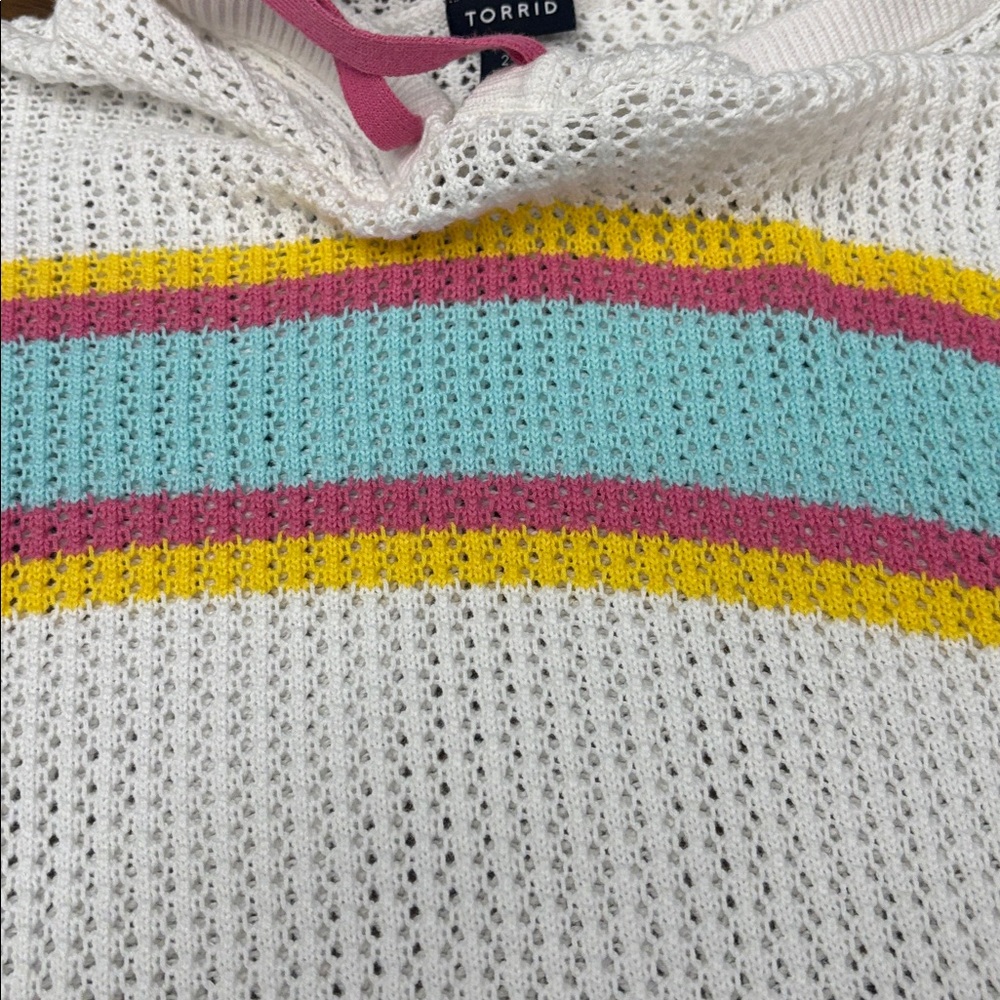 TORRID Pointelle Colorful Striped Knit Hoodie - Picture 8 of 11